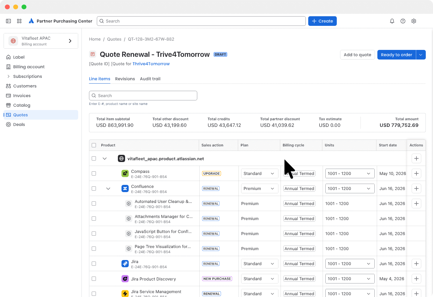 Bulk actions