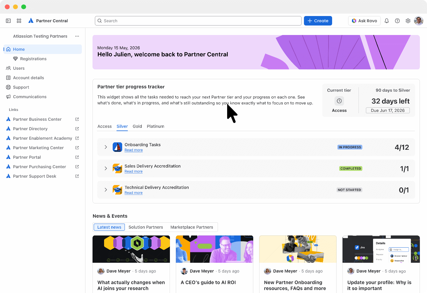 Role-based homepage experience in Partner Central